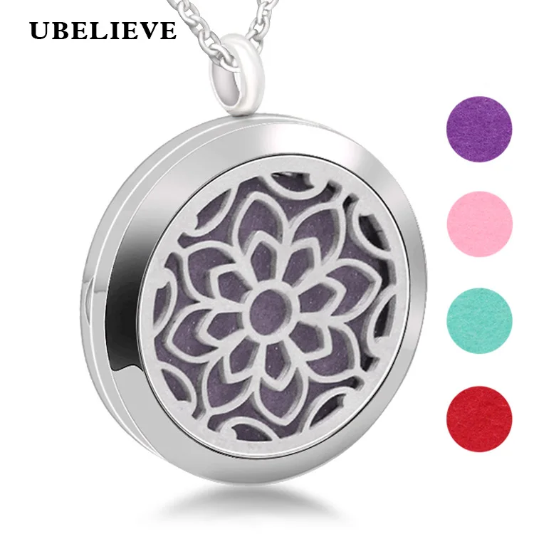 Ожерелье uвера из нержавеющей стали с диффузором эфирных масел для ароматерапии и цветов, магнитный медальон для духов, ювелирные изделия с цепочкой 30 мм