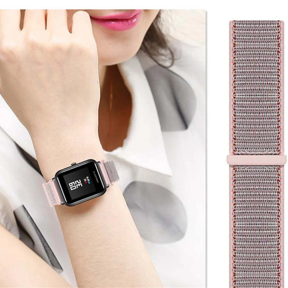 Спортивный нейлоновый ремешок для Xiaomi Amazfit Bip браслет Huawei Watch GT Honor Magic Huami rhythm Stratos 2
