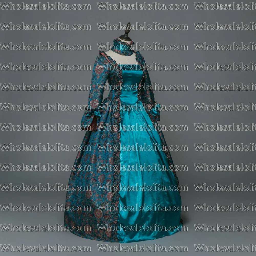 Женское платье в готическом стиле синее из парчовой ткани стимпанк|dress