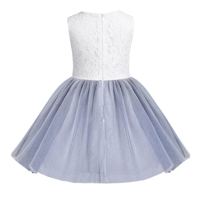 Новинка Сетчатое платье для девочек без рукавов с объемным цветком кружевное