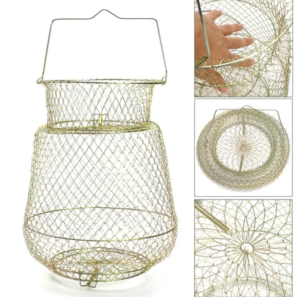 Желтый стальная проволочная клетка рыболовная сеть складной ажурные Дип Клетка