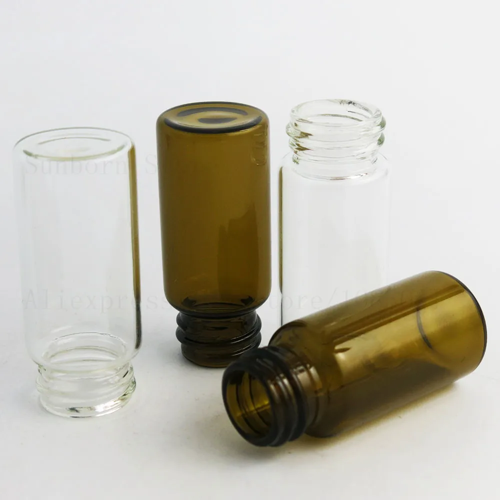 Empty Amber Clear Screw Neck Glass Bottles With Plastic Cap Transparent Brown Vials 1/3oz 10 ml Containers 100pcs | Красота и