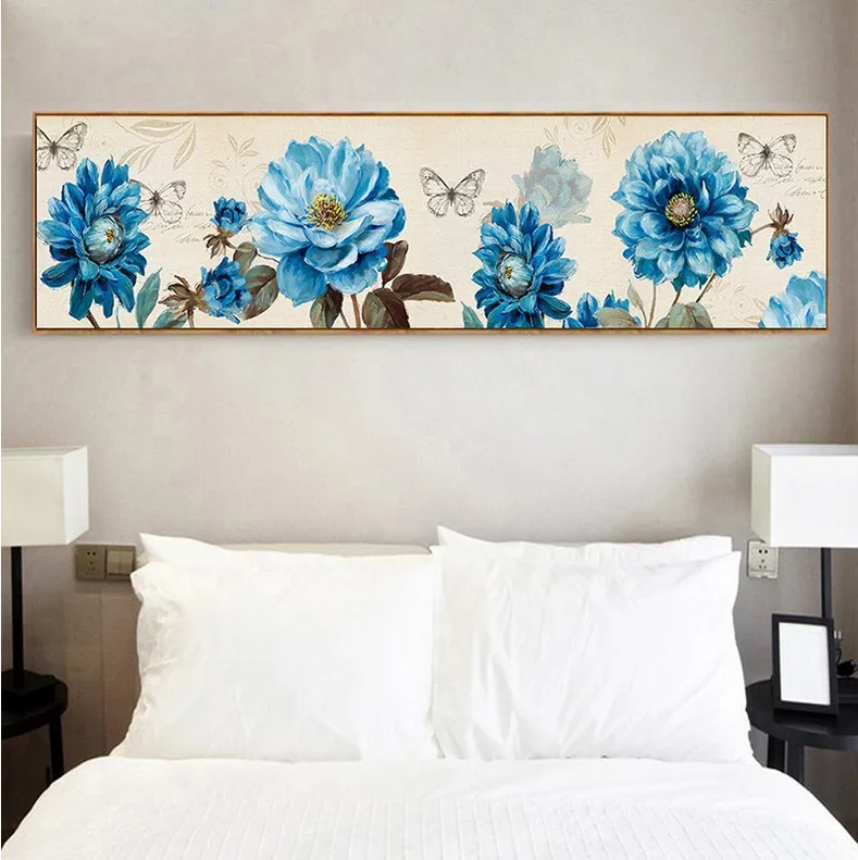 Алмазная картина с голубыми цветами вышивка крестиком 5D Вышивка из круглых страз