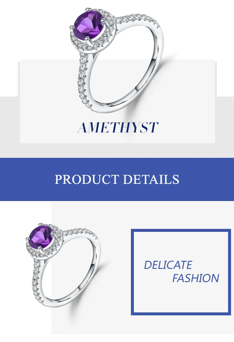 Gem's Ballet, новинка, 1.35Ct, натуральный аметист, фиолетовое обручальное кольцо для женщин, 925 пробы, серебро, романтическое кольцо, хорошее ювелирное изделие