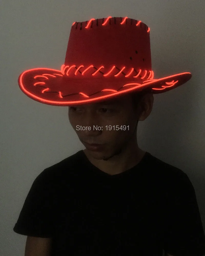 Модная Ковбойская шапка со светодиодной лентой в западном стиле неоновая с