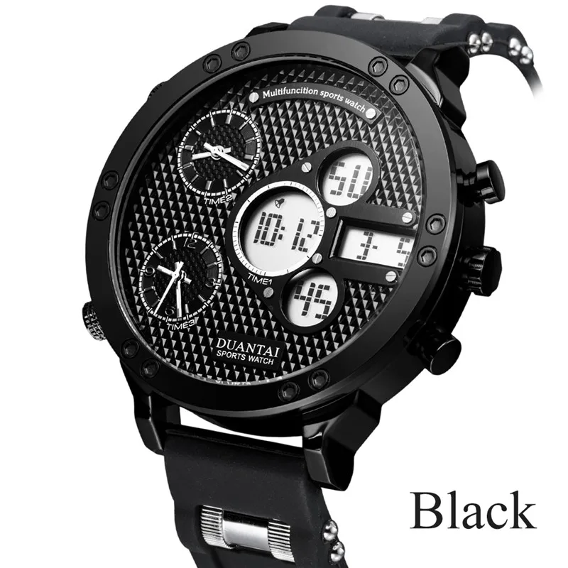 6,11 DUANTAI часы мужские Роскошные Кварцевые спортивные часы Relojes Hombre часы мужские водонепроницаемые PU ремешок Круглый - Цвет: Черный