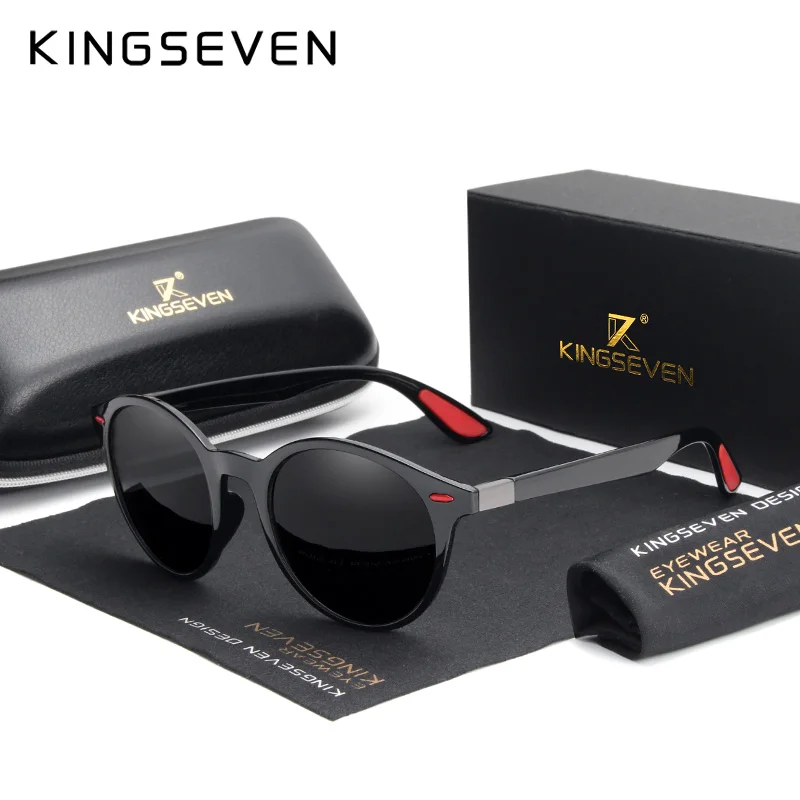 Мужские и женские круглые очки KINGSEVEN дизайнерские поляризационные