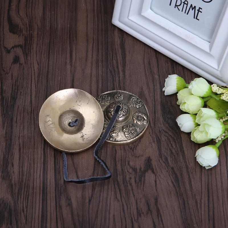 Музыкальная тибетская медитация ручной работы Tingsha Cymbal Bell с буддистскими восьмью благоприятными символами Прямая поставка