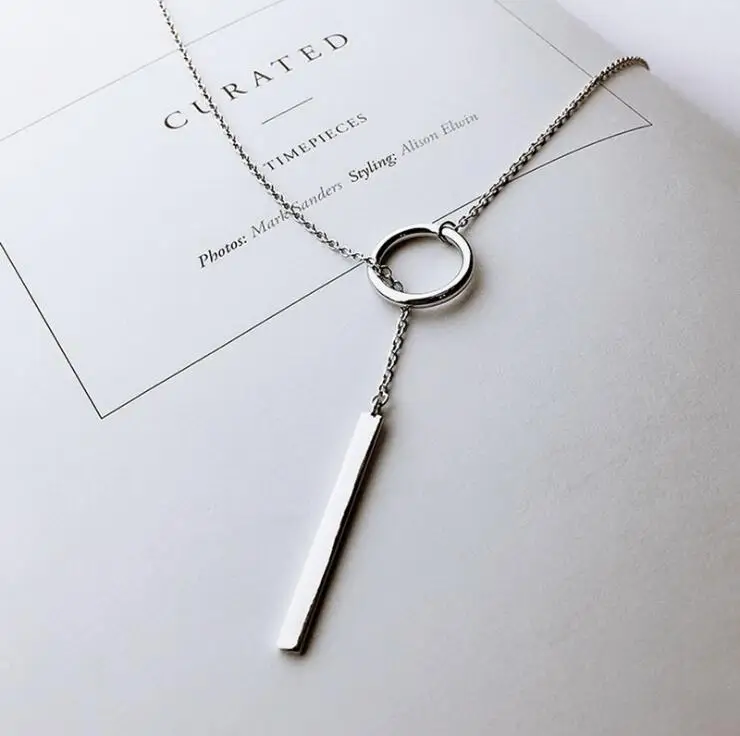 Shuangshuo Fashion Jewellery Long Chain Necklaces &amp Pendants Circle with Bar Choker Necklace Women Statement collares | Украшения и