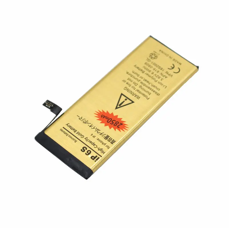 100 шт./лот 3 82 V 2850mAh 0 цикл Высококачественный золотой Сменный аккумулятор для iPhone 6S