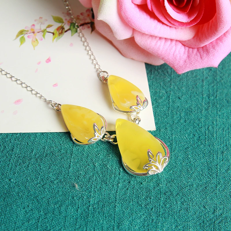 Ожерелье с подвеской из натурального Прибалтики янтарной груши ожерелье