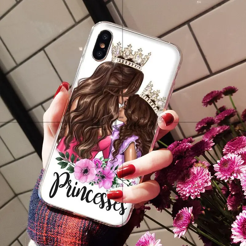 Ruicaica модные черные для мамы и дочки Coque в виде ракушки чехол телефона Apple iPhone 8 7 6 S