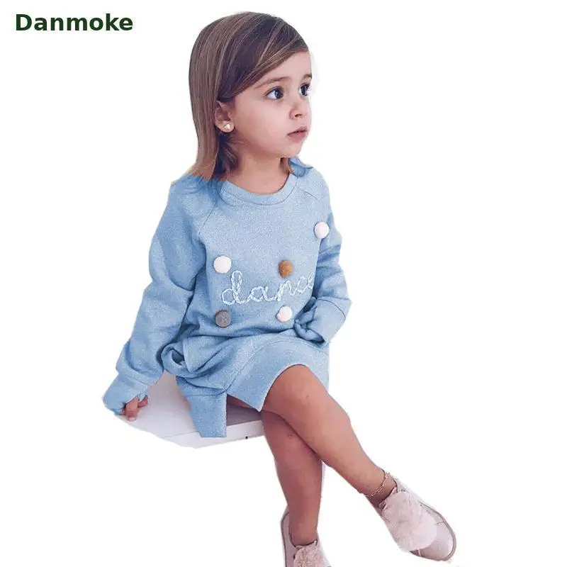 Толстовка с капюшоном для девочек Danmoke длинный свитер принтом и вышивкой