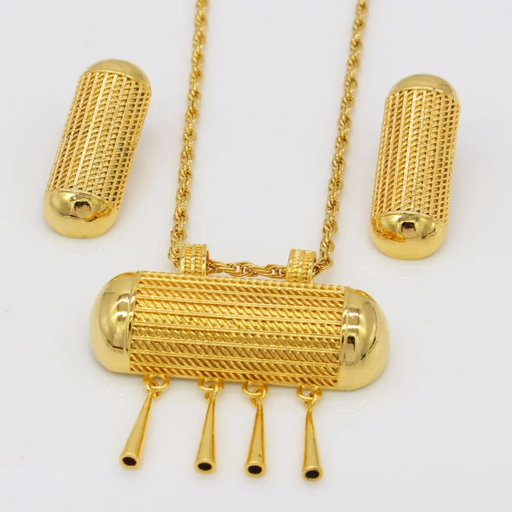 Новый комплект ювелирных изделий для невесты из Эфиопии золотого цвета