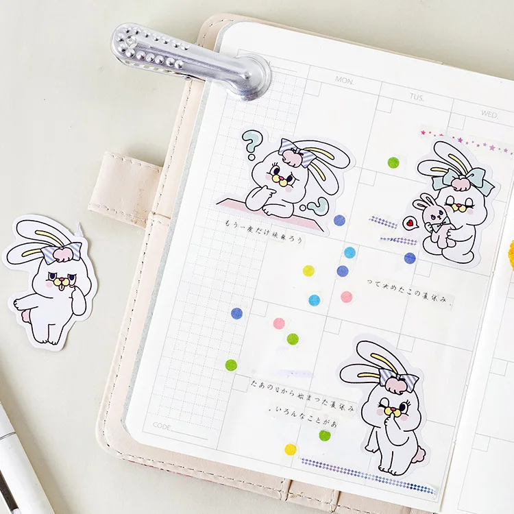 

AAGU 45PCS/Lot Lovely Rabbit Adhesive Stickers Scrapbooking Decorative Bullet Journal Sticker Pack DIY Chrismtas Paper Stickers