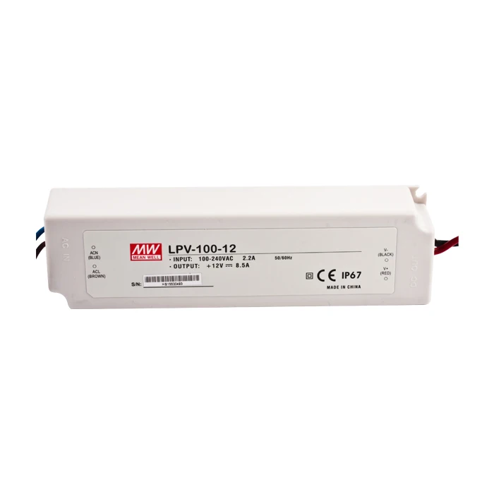 100% Оригинал Новый 100 вт Переключение ПРИВЕЛО Питания Mean well LPV-100-12 ip67