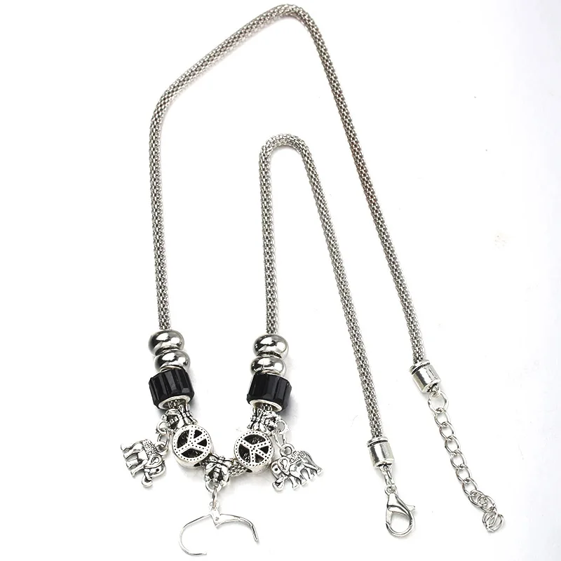 6 Colors Elephant Necklace Bracelet Set Bead Hollow Chain Beaded With Hook DIY Pendant Jewelry 053 | Украшения и аксессуары