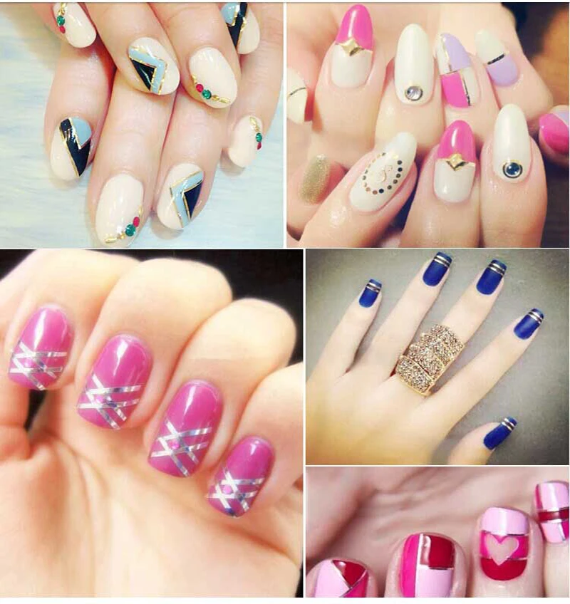 40 шт./лот ногтей чередование Блестящая лента Nail Art Советы украшения Стикеры