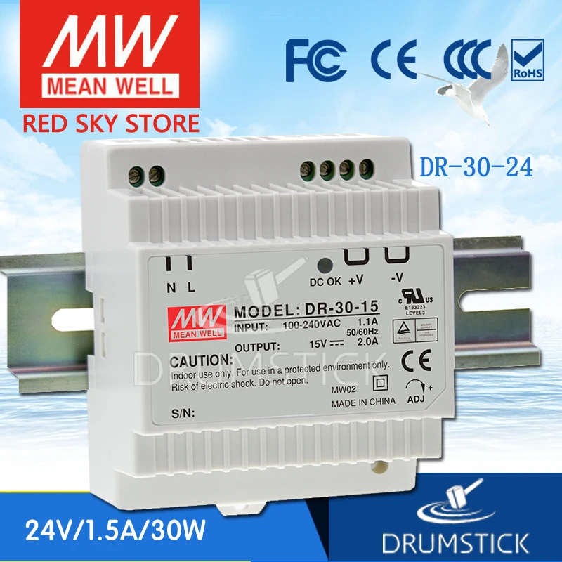 

(Only 11.11)MEAN WELL DR-30-24 (6Pcs) 24V 1.5A meanwell DR-30 36W Single Output Industrial DIN Rail Power Supply