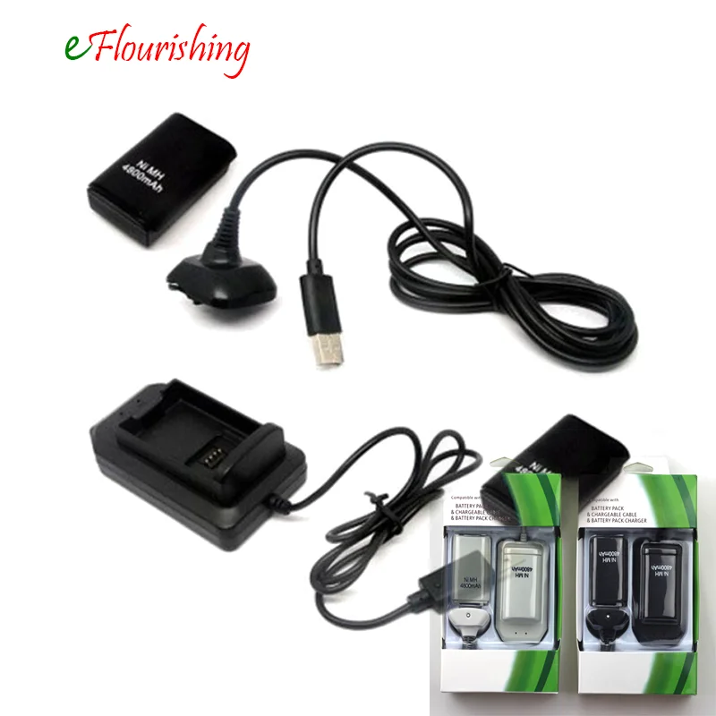 Для Xbox 360 беспроводной контроллер геймпад 4800 mah Перезаряжаемые Батарея пакет x2 +