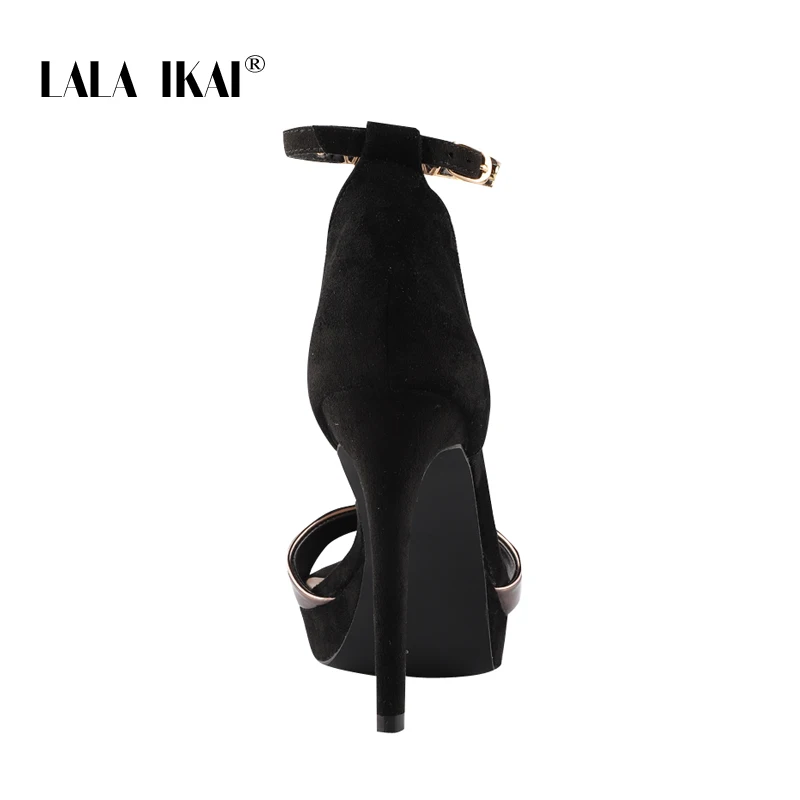 LALA IKAI/женские босоножки на платформе; Летние пикантные вечерние туфли на высоком каблуке с пряжкой и ремешком; Sandalie; женские сандалии с металлическими вставками; 014C3407-4