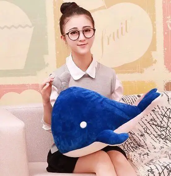 

large 50cm dark blue big head whale plush toy soft pillow gift w1785