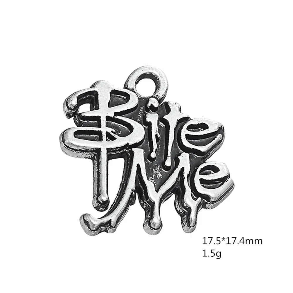 2021 Новые Металлические Античные с серебристым покрытием Bite Me Слова сообщения