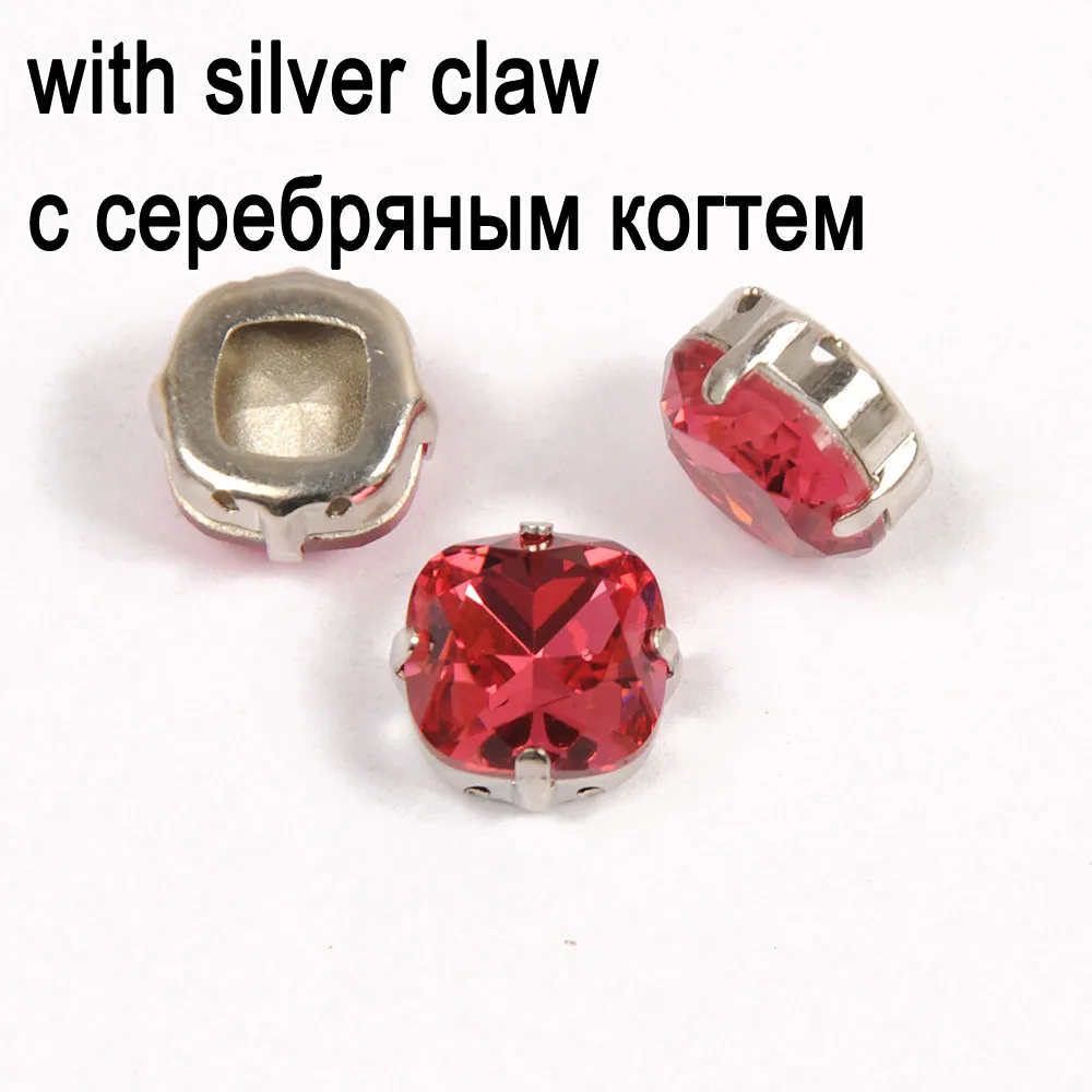 Розовые блестящие прозрачные стеклянные Стразы пришивные стразы камни для одежды платье Сумочка Стразы для шитья украшения своими руками - Цвет: crystal with silver