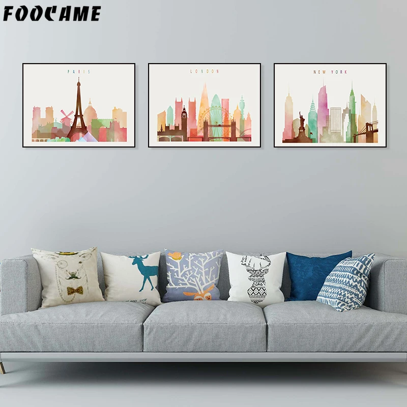 Фон с изображением Эйфелевой башни Города Парижа Лондона Нью Йорка плакаты и