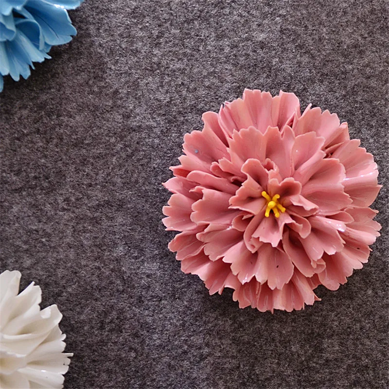 Peony medicine carnation wall decoration ceramic flower ornament decorative plate creative home decor 3D hanging pendant | Дом и сад