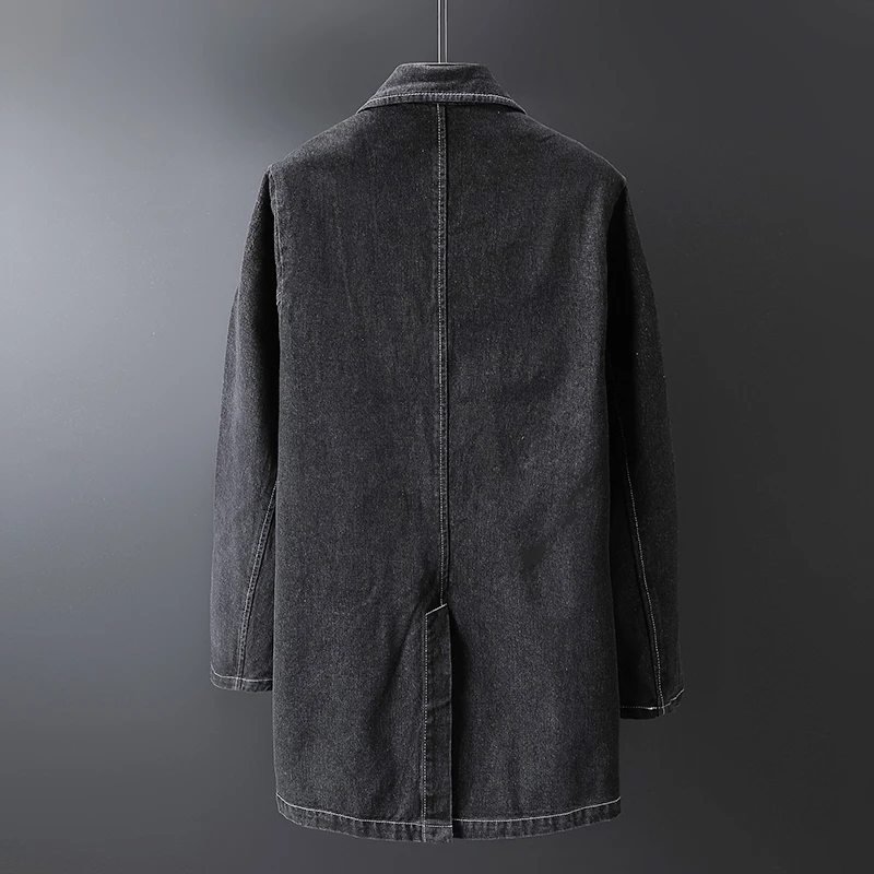 Мужская джинсовая куртка с карманами весенне осенняя Свободная бойфренд длинным