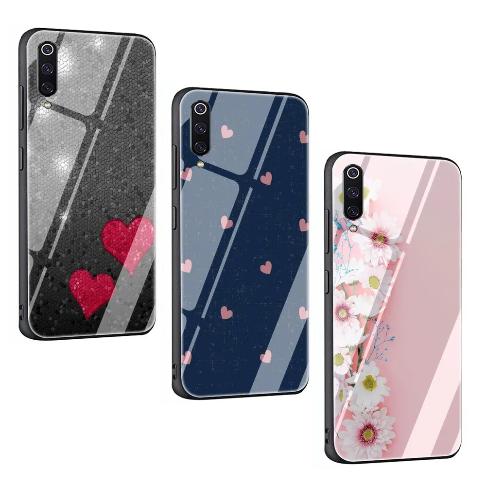 Чехол из закаленного стекла с милым розовым сердцем для Xiaomi 8 Lite A1 A2 9 Redmi Note 5 6 7 Pro 6A 4X F1