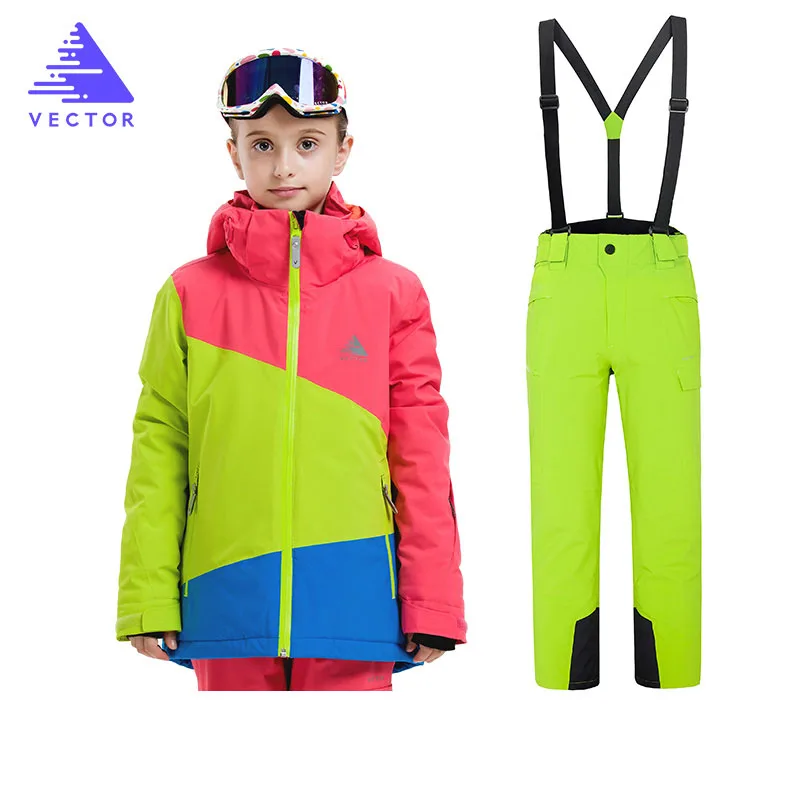 Girl Ski Suit Waterproof Windproof Hooded Jacket and Pant High Quality Kids' Winter Snow Girls Clothes Outdoor-20-30 Degree - Цвет: Girls7