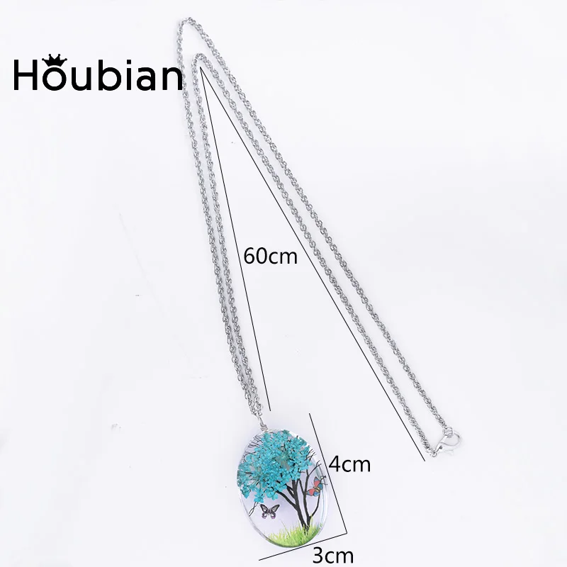 Стеклянное ожерелье Houbian ручной работы с сухими цветами деревом жизни бабочкой
