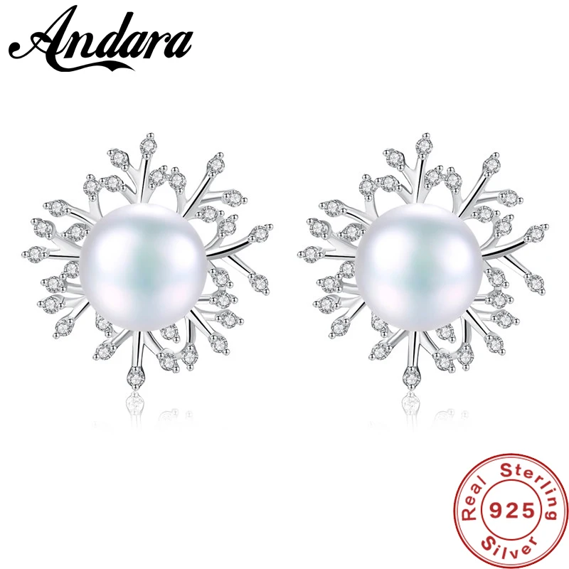 

New Simple Design Pearl Stud Earring Silver 925 Jewelry White Natural Pearl Earring For Women Girl Jewelry Accessories