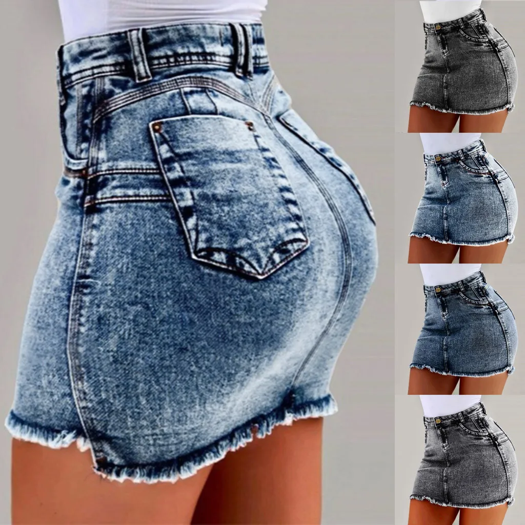 Новые женские летние сексуальные модные повседневные короткие джинсы с высокой талией женские джинсовые Карманы мини-карандашные юбки Saia джинсы 50