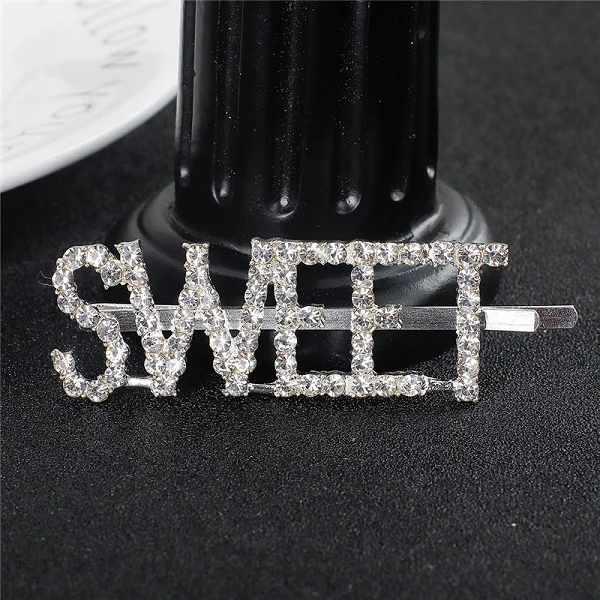 Sweet Новинка, 1 шт., блестящие милые сексуальные хрустальные шпильки для волос с надписью, заколки для волос для женщин, заколка для волос с бриллиантами, аксессуары для волос для девочек - Цвет: Sweet