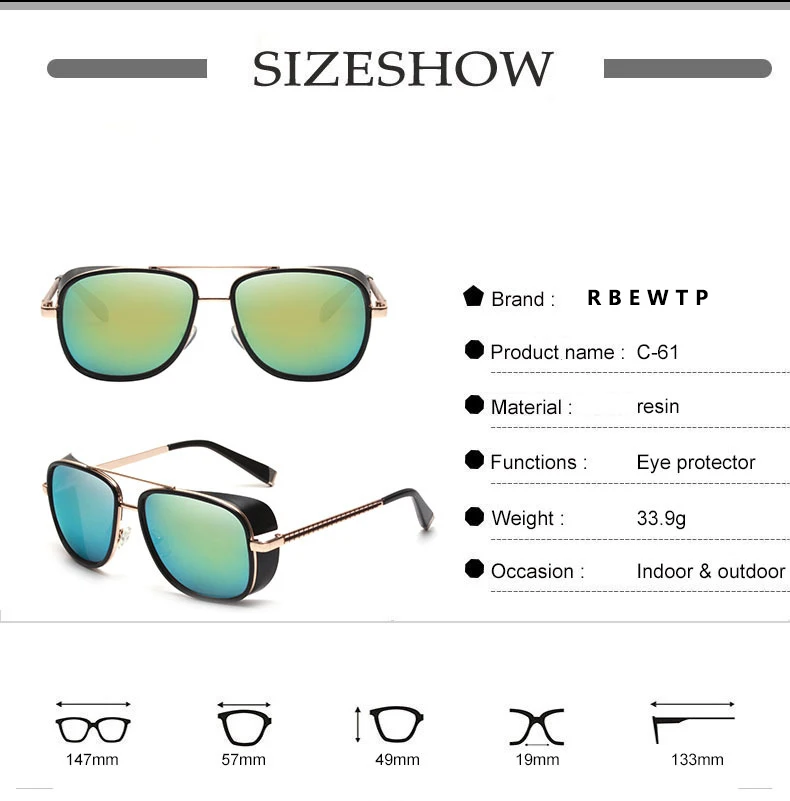 Солнцезащитные очки Железный человек 3 Мацуда Тони Старк стимпанк авиаторы