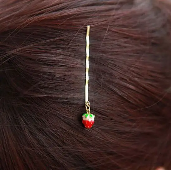 Новинка зажим для волос с подвеской в виде клубники челки ювелирные изделия