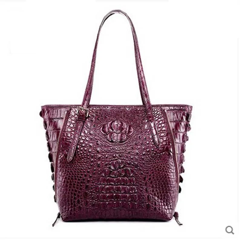 

Hlt Высококачественная тайская крокодиловая кожа, сумка на одно плечо, женская сумка, новая кожаная вместительная модная женская сумка-тоут