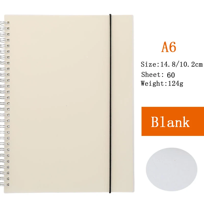 A6 Blank Pages А5 А6 спиральная записная книжка на катушке, блокнот на подкладке, в горошек, пустая сетка, бумажный дневник, дневник, альбом для рисования, школьные принадлежности, канцелярские принадлежности - Цвет: A6 Blank Pages