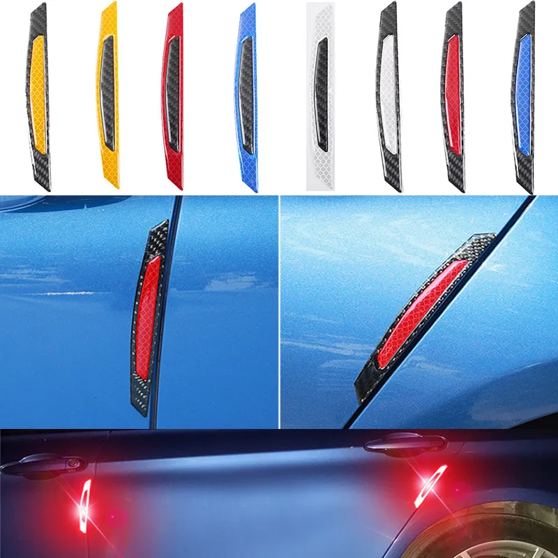 

4pcs Car Door Reflective Anti Collision Car Stickers Warning Signs Anti-Rub Strips Protection Door Auto Accessories Car Styling