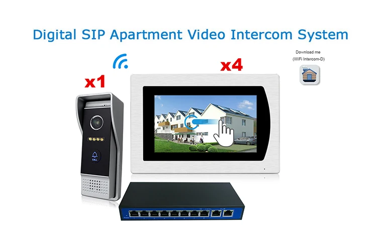 7 ''сенсорный экран wifi IP видео домофон видеодомофон вилла здание 1-4 система контроля доступа Обнаружение движения Android/iOS