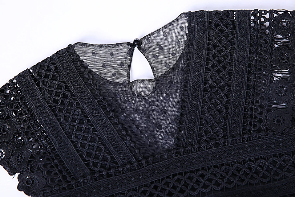 Cutestyles Новинка лета 2019 стильное черное платье с цветочным принтом и кружевными