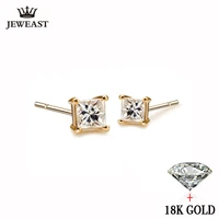 18k pure gold white yellow natural stud earrings classic elegant simple noble wedding jewelry gift hot sale 2020 new