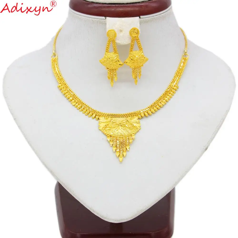 Adixyn 40 см/15 7 дюймов ожерелье и серьги набор украшений для женщин золотой