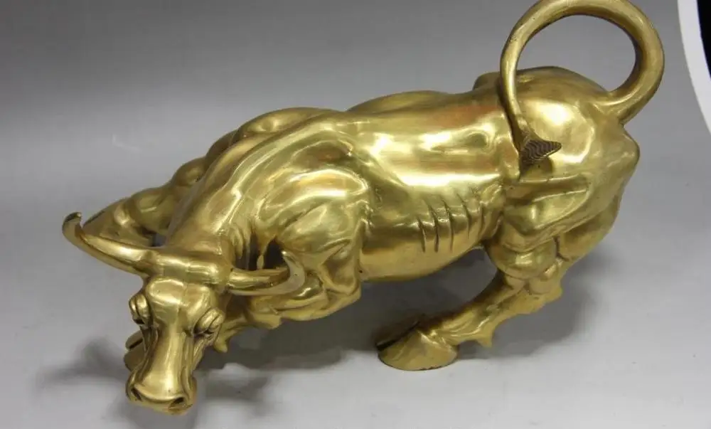 10 Китайский народный латунный медный фэн-шуй статуя быка | Дом и сад