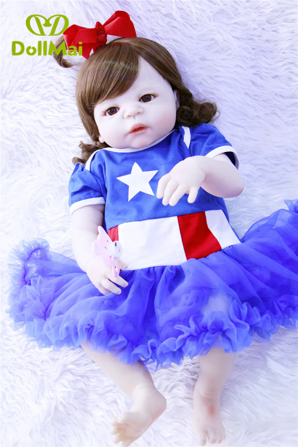 

Original DollMai real baby dolls reborn 57cm Full Silicone Reborn Baby Dolls Bebe Bonecas reborn children fashion dolls gift