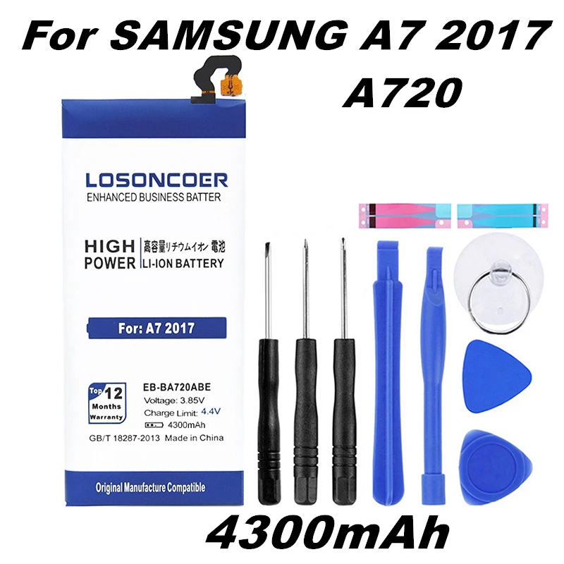 LOSONCOER 4300 мАч фотоаккумулятор для Samsung Galaxy A7 2017/EB BA720ABE/J7 2017 Φ A720F A720S J7 Pro подарочные