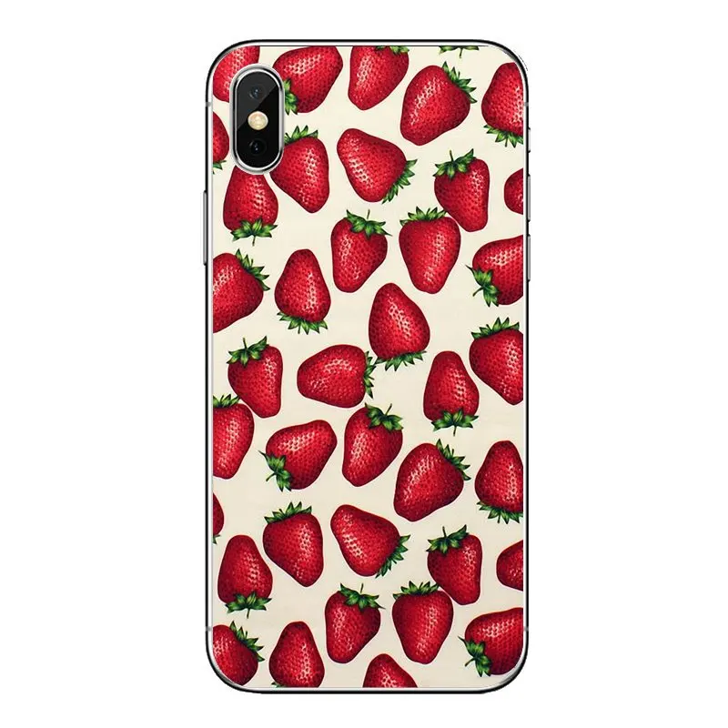 Transparent Soft Shell Covers For LG G7 Q6 Q7 Q8 Q9 V30 X Power 2 3 OnePlus 3T 5T 6T Strawberry Fruit Pattern Collage |
